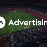 The EA Advertising logo over an EA Sports FC stadium full of fans.