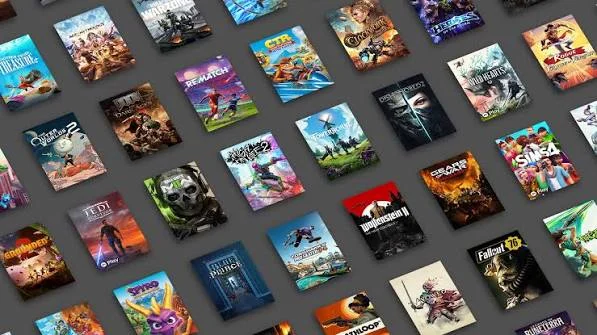 A grid of dozens of game box-art covers available on Xbox Game Pass.