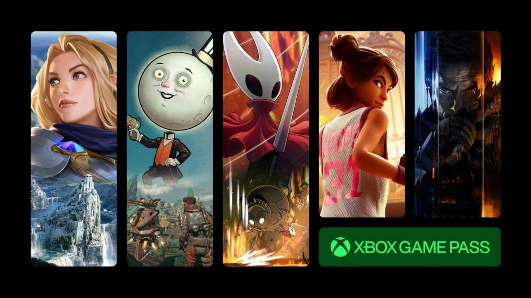 An Xbox Game Pass banner showing five game characters beside the green Xbox Game Pass logo.